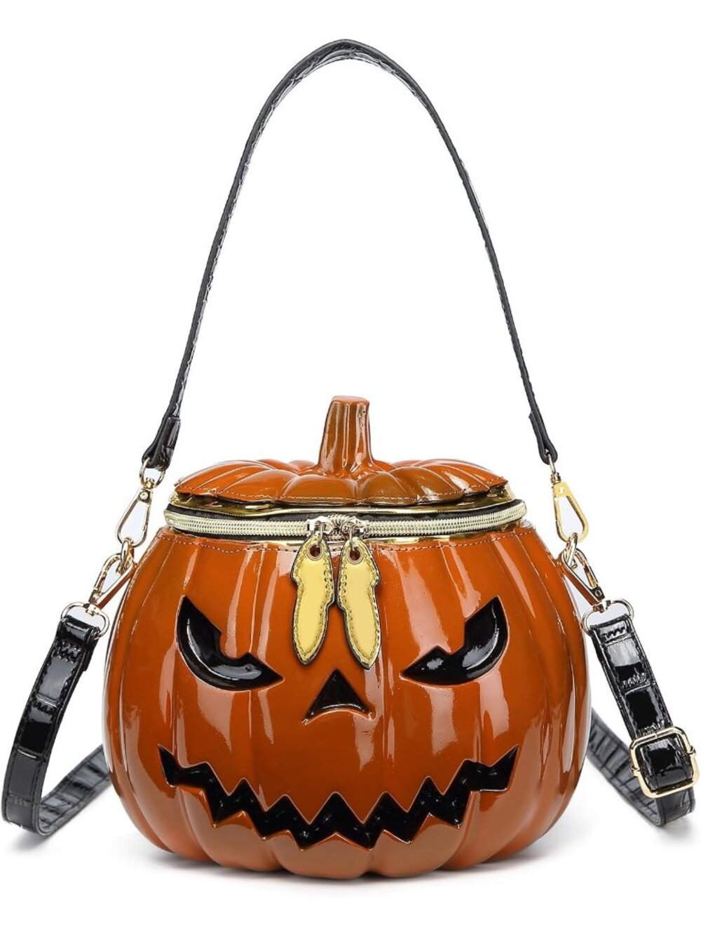 〽️Women Orange Brown Halloween Pumpkin Weird Novelty Horror Gothic Crossbody Bag